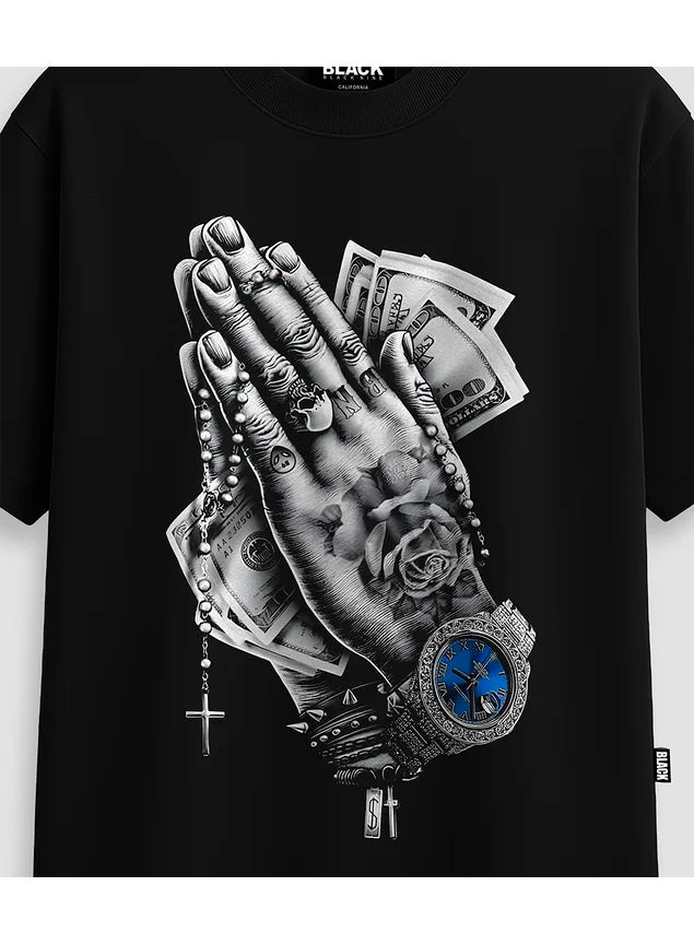 Camiseta Oversized Streetwear Blessed Orai - Preta