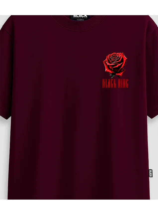 Camiseta Oversized Streetwear Plessure Flower - Vinho