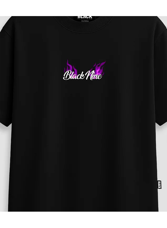 Camiseta Oversized Streetwear B9 Purple Fire Angel - Preta