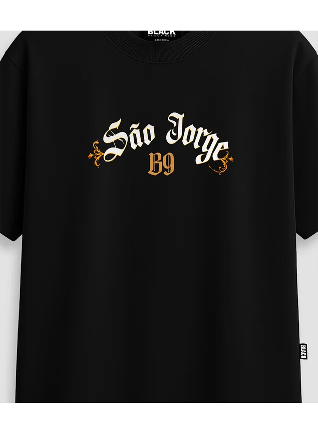 Camiseta Oversized Streetwear São Jorge Guerreiro Brasil - Preta