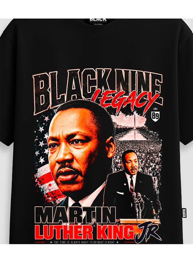 Camiseta Oversized Streetwear Martin Luther King Jr Legacy - Preta
