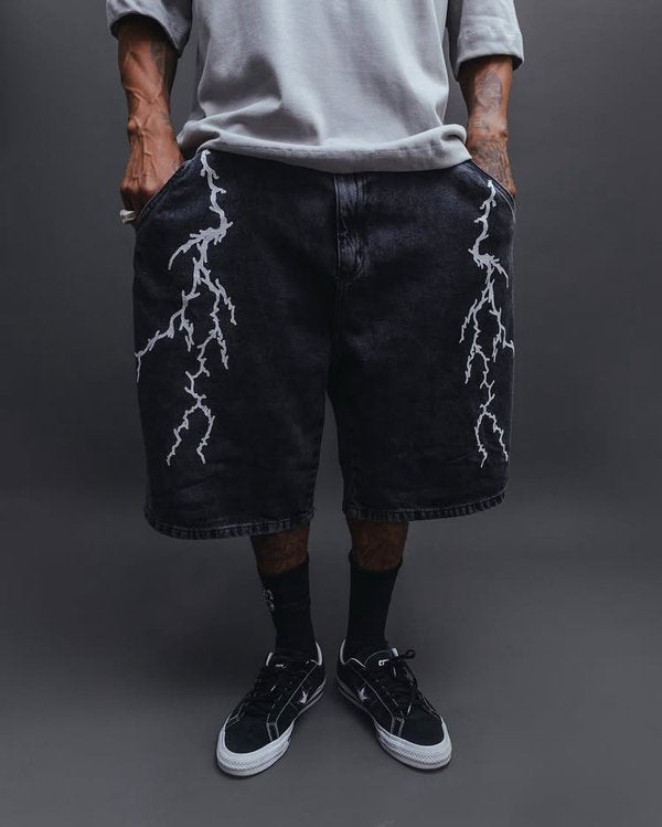 Bermuda Baggy JEANS  ''RAIOS'' - BLACK STONED